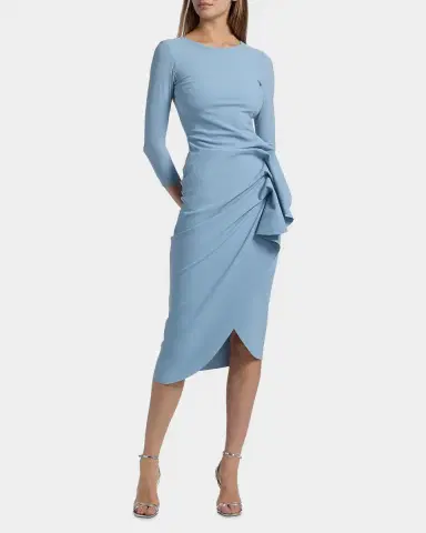 Chiara Boni La Petite Robe Wang Draped High-Low Midi Sheath Dress | Thumbnail 4 Chiara Boni La Petite Robe Wang Draped High-Low Midi Sheath Dress | Thumbnail 4