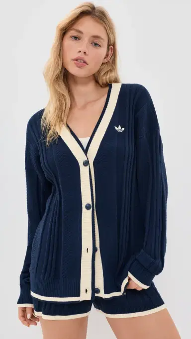 Adidas Cable Knit Cardigan Night Indigo | Thumbnail 2 Adidas Cable Knit Cardigan Night Indigo | Thumbnail 2