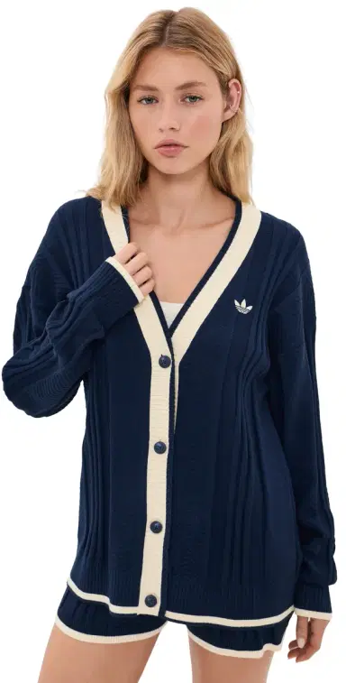 Adidas Cable Knit Cardigan Night Indigo | Thumbnail 1 Adidas Cable Knit Cardigan Night Indigo | Thumbnail 1