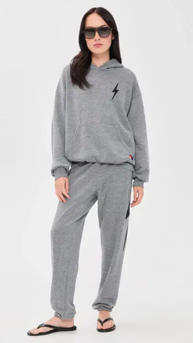 Aviator Nation Bolt titch Pullover Hoodie Heather Grey | Thumbnail 5 Aviator Nation Bolt titch Pullover Hoodie Heather Grey | Thumbnail 5