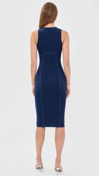 Fleur du Mal Cotton coop Neck Dress Midnight Navy | Thumbnail 3 Fleur du Mal Cotton coop Neck Dress Midnight Navy | Thumbnail 3
