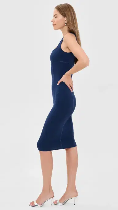 Fleur du Mal Cotton coop Neck Dress Midnight Navy | Thumbnail 4 Fleur du Mal Cotton coop Neck Dress Midnight Navy | Thumbnail 4
