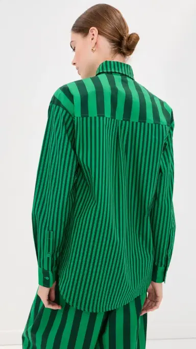 LE BOP Winnie Button Down Green/Dark Green tripe | Thumbnail 3 LE BOP Winnie Button Down Green/Dark Green tripe | Thumbnail 3