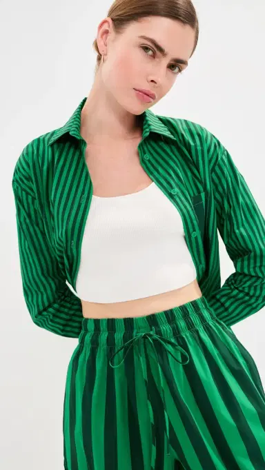 LE BOP Winnie Button Down Green/Dark Green tripe | Thumbnail 6 LE BOP Winnie Button Down Green/Dark Green tripe | Thumbnail 6