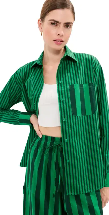 LE BOP Winnie Button Down Green/Dark Green tripe | Thumbnail 1 LE BOP Winnie Button Down Green/Dark Green tripe | Thumbnail 1