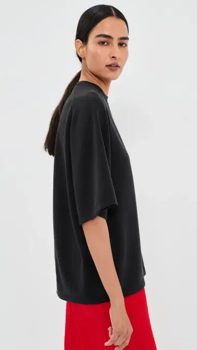 Tibi Featherweight Neoprene Baseball Tee Black | Thumbnail 4 Tibi Featherweight Neoprene Baseball Tee Black | Thumbnail 4