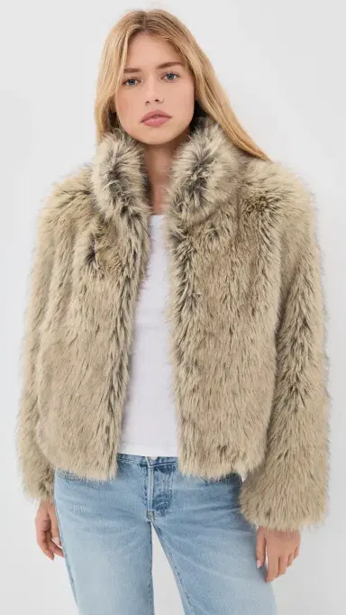 Velvet Noelle Faux Fur Jacket Taupe | Thumbnail 3 Velvet Noelle Faux Fur Jacket Taupe | Thumbnail 3