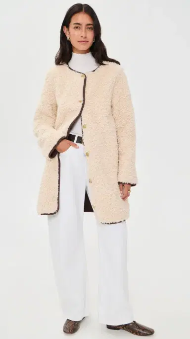 ALICE + OLIVIA Alma Long Faux Suede Teddy Coat Chino/Dark Chocolate | Thumbnail 2 ALICE + OLIVIA Alma Long Faux Suede Teddy Coat Chino/Dark Chocolate | Thumbnail 2