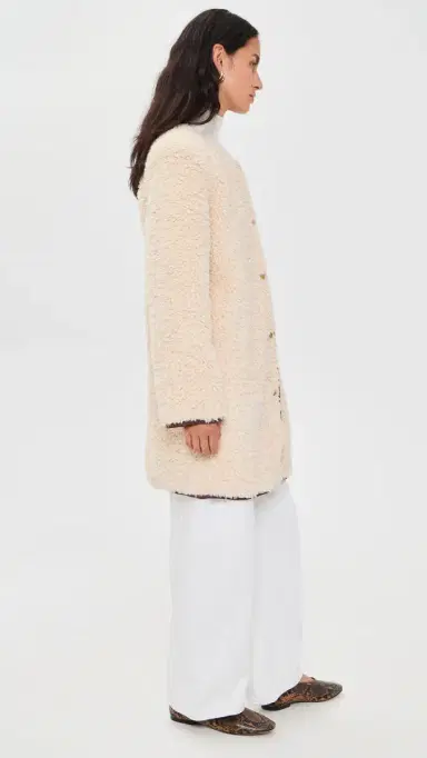 ALICE + OLIVIA Alma Long Faux Suede Teddy Coat Chino/Dark Chocolate | Thumbnail 4 ALICE + OLIVIA Alma Long Faux Suede Teddy Coat Chino/Dark Chocolate | Thumbnail 4