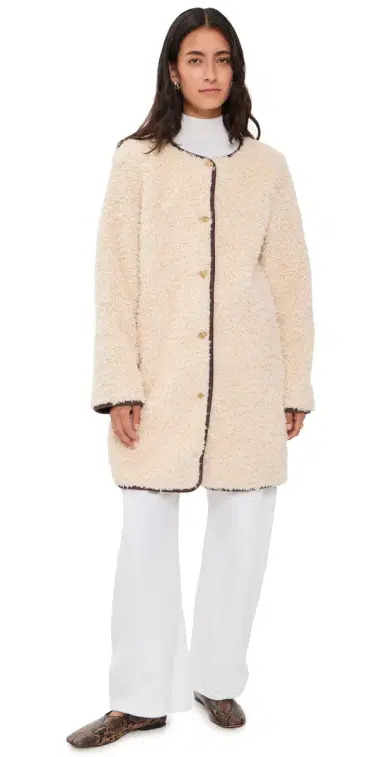 ALICE + OLIVIA Alma Long Faux Suede Teddy Coat Chino/Dark Chocolate | Thumbnail 1 ALICE + OLIVIA Alma Long Faux Suede Teddy Coat Chino/Dark Chocolate | Thumbnail 1