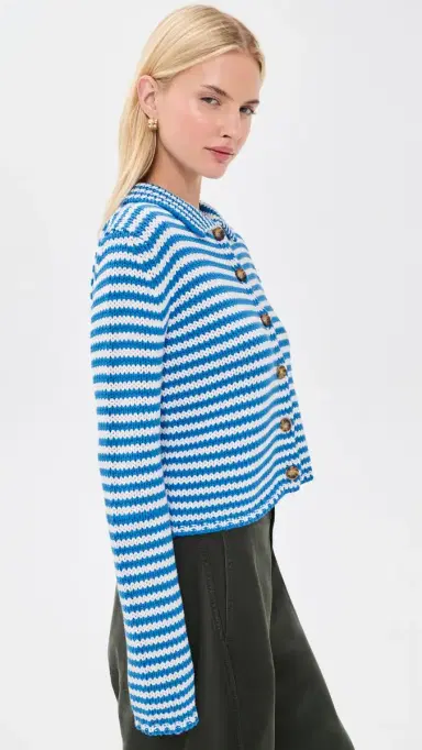 La Ligne Fine Line Mini arina Cardigan Cerulean/ | Thumbnail 4 La Ligne Fine Line Mini arina Cardigan Cerulean/ | Thumbnail 4