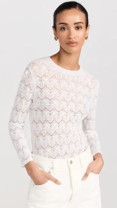 Vince Fine Lace 3/4 Sleeve Crew Neck Top | Thumbnail 2 Vince Fine Lace 3/4 Sleeve Crew Neck Top | Thumbnail 2