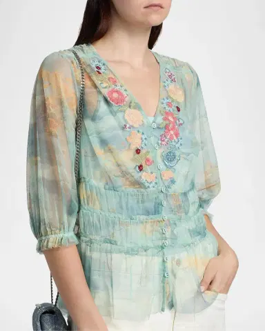 Johnny Was Mazzy Enrika Embroidered Blouse | Thumbnail 4 Johnny Was Mazzy Enrika Embroidered Blouse | Thumbnail 4