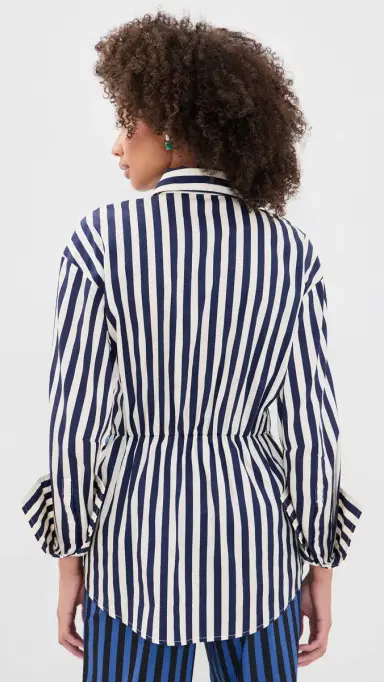 SIMONMILLER Inna Poplin Button Down Shirt Cobalt tripe Combo | Thumbnail 3 SIMONMILLER Inna Poplin Button Down Shirt Cobalt tripe Combo | Thumbnail 3