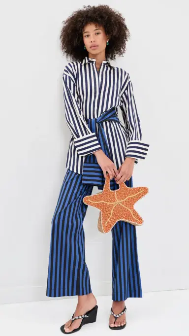 SIMONMILLER Inna Poplin Button Down Shirt Cobalt tripe Combo | Thumbnail 5 SIMONMILLER Inna Poplin Button Down Shirt Cobalt tripe Combo | Thumbnail 5