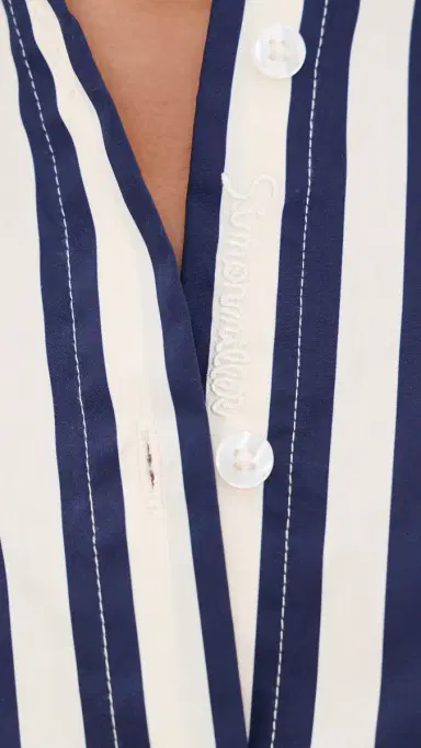 SIMONMILLER Inna Poplin Button Down Shirt Cobalt tripe Combo | Thumbnail 6 SIMONMILLER Inna Poplin Button Down Shirt Cobalt tripe Combo | Thumbnail 6
