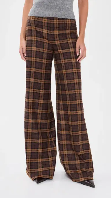 ALICE + OLIVIA Olivia Wide Leg Flare Pants DARK CHOCOLATE/CAMEL | Thumbnail 2 ALICE + OLIVIA Olivia Wide Leg Flare Pants DARK CHOCOLATE/CAMEL | Thumbnail 2
