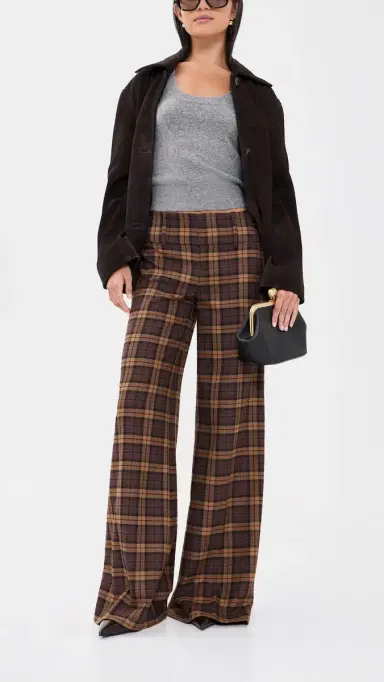 ALICE + OLIVIA Olivia Wide Leg Flare Pants DARK CHOCOLATE/CAMEL | Thumbnail 5 ALICE + OLIVIA Olivia Wide Leg Flare Pants DARK CHOCOLATE/CAMEL | Thumbnail 5