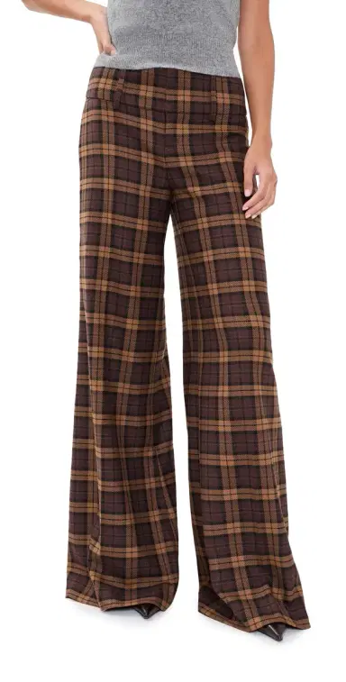 ALICE + OLIVIA Olivia Wide Leg Flare Pants DARK CHOCOLATE/CAMEL | Thumbnail 1 ALICE + OLIVIA Olivia Wide Leg Flare Pants DARK CHOCOLATE/CAMEL | Thumbnail 1