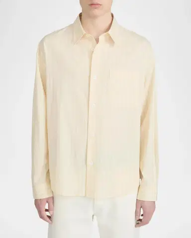 Frame Men's Pyjama Cotton Stripe Button-Down Shirt | Thumbnail 4 Frame Men's Pyjama Cotton Stripe Button-Down Shirt | Thumbnail 4