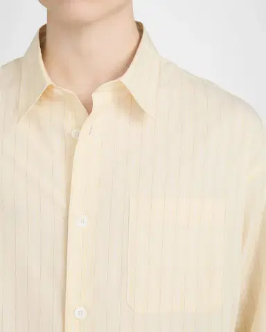 Frame Men's Pyjama Cotton Stripe Button-Down Shirt | Thumbnail 5 Frame Men's Pyjama Cotton Stripe Button-Down Shirt | Thumbnail 5