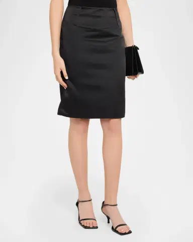 TOTEME Duchess Satin Sheath Knee-Length Skirt | Thumbnail 4 TOTEME Duchess Satin Sheath Knee-Length Skirt | Thumbnail 4