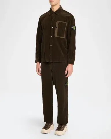 Stone Island Men's Corduroy Layered Pocket Button-Down Shirt | Thumbnail 2 Stone Island Men's Corduroy Layered Pocket Button-Down Shirt | Thumbnail 2