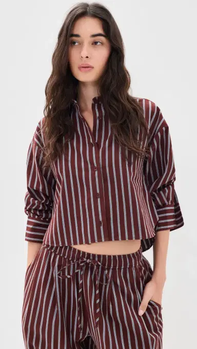Apiece Apart Cropped Isolde Button Down Shirt pice Multi tripe | Thumbnail 2 Apiece Apart Cropped Isolde Button Down Shirt pice Multi tripe | Thumbnail 2