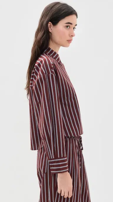 Apiece Apart Cropped Isolde Button Down Shirt pice Multi tripe | Thumbnail 4 Apiece Apart Cropped Isolde Button Down Shirt pice Multi tripe | Thumbnail 4