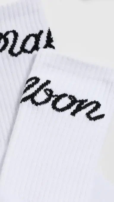 Malbon Bon Script Crew Socks White One Size | Thumbnail 3 Malbon Bon Script Crew Socks White One Size | Thumbnail 3