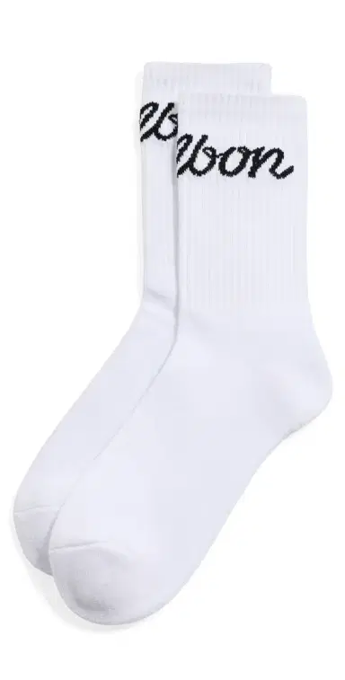 Malbon Bon Script Crew Socks White One Size | Thumbnail 1 Malbon Bon Script Crew Socks White One Size | Thumbnail 1