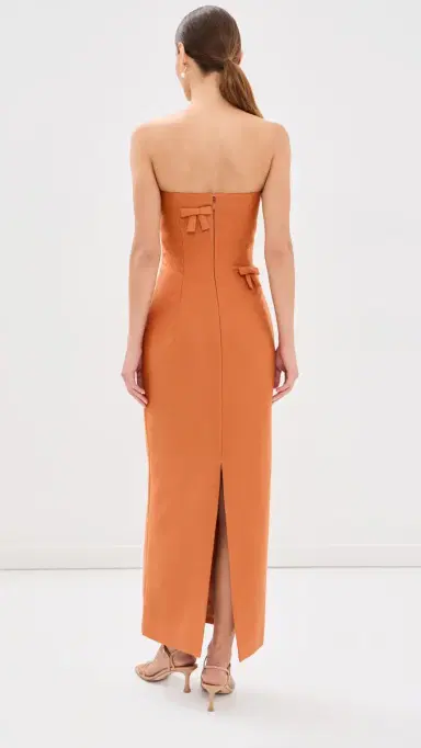 LEO LIN Rayna Bow Bustier Maxi Dress Ochre | Thumbnail 3 LEO LIN Rayna Bow Bustier Maxi Dress Ochre | Thumbnail 3