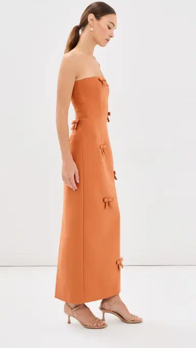 LEO LIN Rayna Bow Bustier Maxi Dress Ochre | Thumbnail 4 LEO LIN Rayna Bow Bustier Maxi Dress Ochre | Thumbnail 4