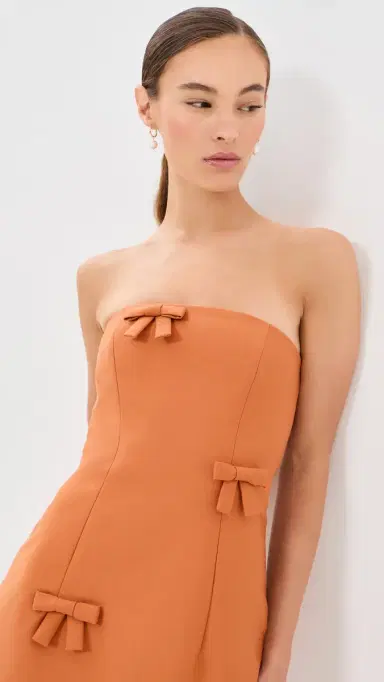 LEO LIN Rayna Bow Bustier Maxi Dress Ochre | Thumbnail 5 LEO LIN Rayna Bow Bustier Maxi Dress Ochre | Thumbnail 5