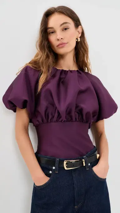 Self Portrait Taffeta Top Purple | Thumbnail 2 Self Portrait Taffeta Top Purple | Thumbnail 2