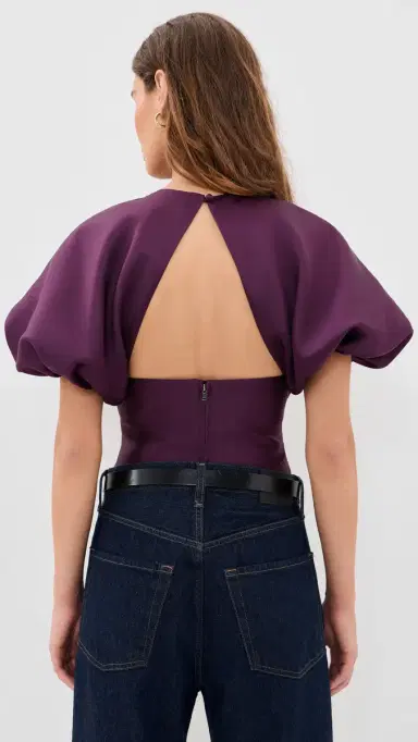 Self Portrait Taffeta Top Purple | Thumbnail 3 Self Portrait Taffeta Top Purple | Thumbnail 3
