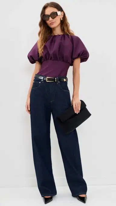 Self Portrait Taffeta Top Purple | Thumbnail 5 Self Portrait Taffeta Top Purple | Thumbnail 5