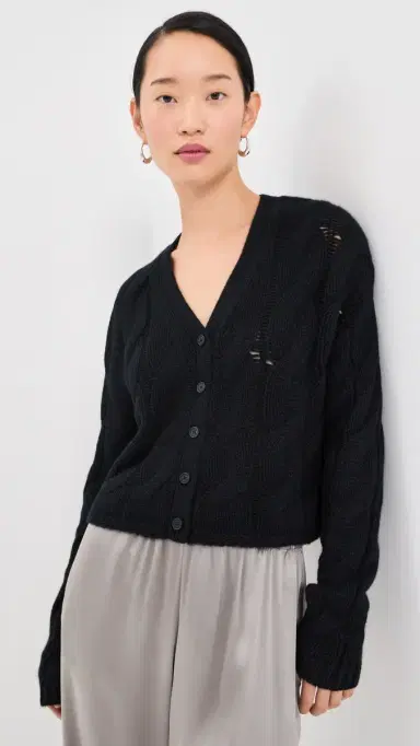 Sablyn Jolie Cropped Cashmere Cable Cardigan Black | Thumbnail 2 Sablyn Jolie Cropped Cashmere Cable Cardigan Black | Thumbnail 2