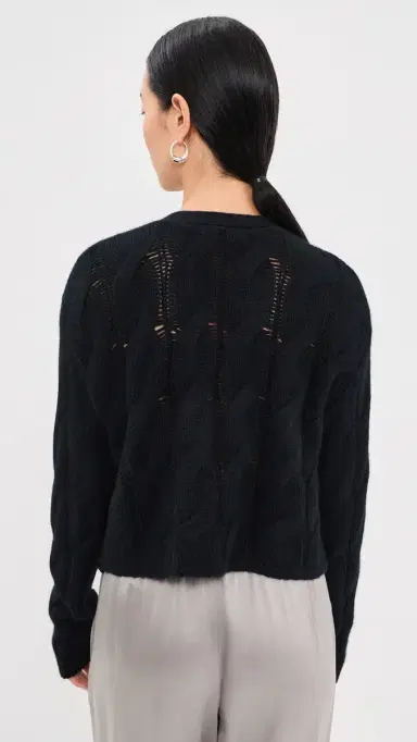 Sablyn Jolie Cropped Cashmere Cable Cardigan Black | Thumbnail 3 Sablyn Jolie Cropped Cashmere Cable Cardigan Black | Thumbnail 3