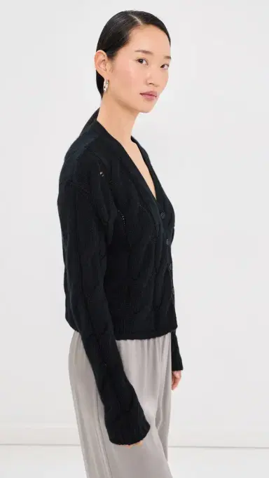 Sablyn Jolie Cropped Cashmere Cable Cardigan Black | Thumbnail 4 Sablyn Jolie Cropped Cashmere Cable Cardigan Black | Thumbnail 4