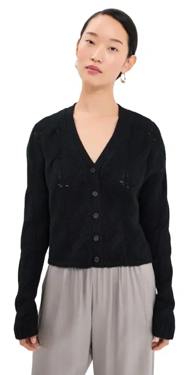 Sablyn Jolie Cropped Cashmere Cable Cardigan Black | Thumbnail 1 Sablyn Jolie Cropped Cashmere Cable Cardigan Black | Thumbnail 1