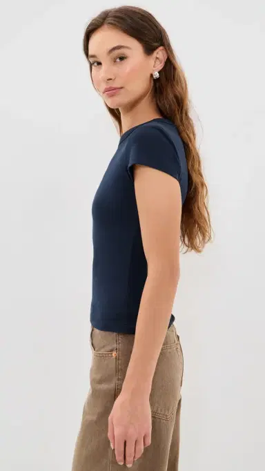 Good American The Cap Sleeve Tee New Navy002 | Thumbnail 4 Good American The Cap Sleeve Tee New Navy002 | Thumbnail 4