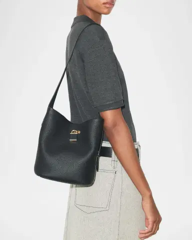 Tory Burch Lock Medium Slim Pebble Leather Bucket Bag | Thumbnail 2 Tory Burch Lock Medium Slim Pebble Leather Bucket Bag | Thumbnail 2