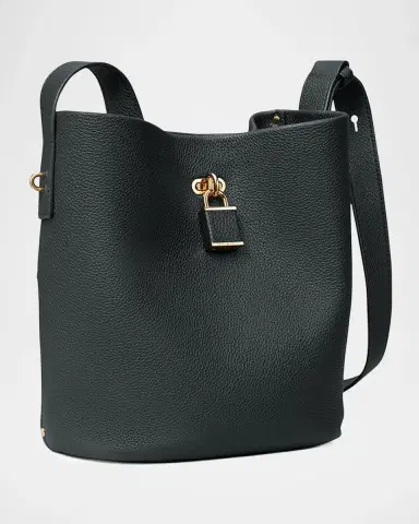 Tory Burch Lock Medium Slim Pebble Leather Bucket Bag | Thumbnail 3 Tory Burch Lock Medium Slim Pebble Leather Bucket Bag | Thumbnail 3
