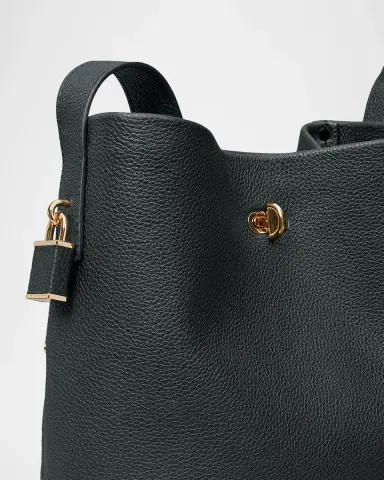 Tory Burch Lock Medium Slim Pebble Leather Bucket Bag | Thumbnail 4 Tory Burch Lock Medium Slim Pebble Leather Bucket Bag | Thumbnail 4