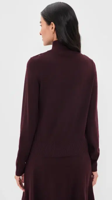 Zimmermann Valiant Merino Wool Lace Turtleneck Sweater Mahogany | Thumbnail 3 Zimmermann Valiant Merino Wool Lace Turtleneck Sweater Mahogany | Thumbnail 3