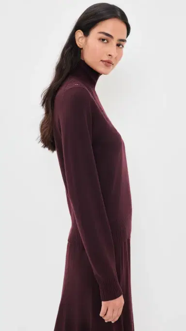 Zimmermann Valiant Merino Wool Lace Turtleneck Sweater Mahogany | Thumbnail 4 Zimmermann Valiant Merino Wool Lace Turtleneck Sweater Mahogany | Thumbnail 4