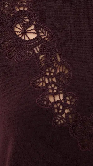 Zimmermann Valiant Merino Wool Lace Turtleneck Sweater Mahogany | Thumbnail 6 Zimmermann Valiant Merino Wool Lace Turtleneck Sweater Mahogany | Thumbnail 6