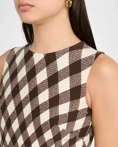 Oscar de la Renta Sleeveless Argyle Wool Belted Midi Dress | Thumbnail 5 Oscar de la Renta Sleeveless Argyle Wool Belted Midi Dress | Thumbnail 5