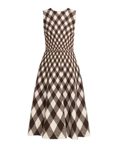 Oscar de la Renta Sleeveless Argyle Wool Belted Midi Dress | Thumbnail 1 Oscar de la Renta Sleeveless Argyle Wool Belted Midi Dress | Thumbnail 1